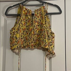 Amuse Society Yellow Floral Crop Top